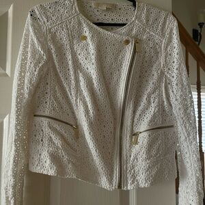 Michael Kors White Eyelet Cropped Jacket